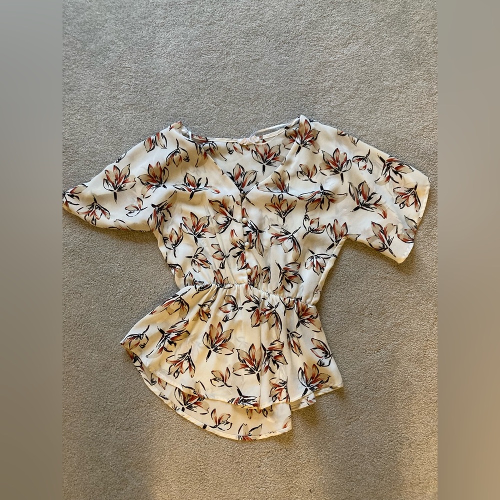 Womens White Floral Blouse